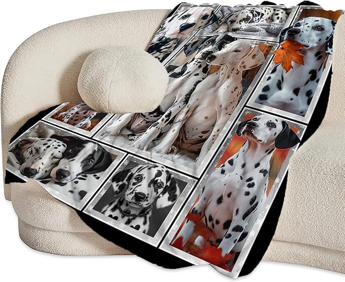 Dalmatian Dog Blanket Dalmatian Throw Blankets Puppy Dog Decor Stuff Cozy Flannel Fleece Soft Plush Fuzzy Warm Lightweight Bedding Gifts for Women Girls Kids 60"X50"