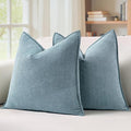 MIULEE Pack of 2 Dusty Blue Decorative Pillow Covers 18x18 Inch Soft Chenille Luxurious Couch Throw Pillows Farmhouse Cushion Covers with Elegant Design for Sofa Bedroom Living Room Spring Home Decor