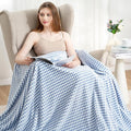 Zyrah Blue and White Fleece Twin for Couch Super Soft Twin Blanket Plaid Lightweight Decorative Fuzzy Cozy Blankets for Sofa Chair Bed 60x80 Inches
