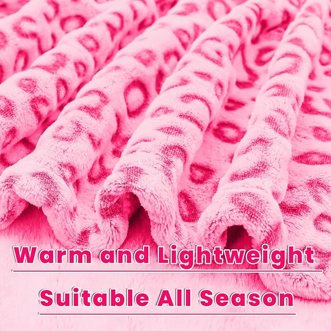 Warm Blanket Pink Soft Fleece Blankets Twin Size Throw Blankets for Bed Couch 60x80 Inches