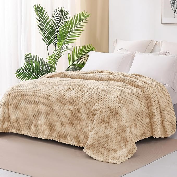 Exclusivo Mezcla Fleece Twin Blanket for Bed, Extra Large Fuzzy Tie-dye Camel Bed Blankets, Soft Cozy Plush Sofa Throws for All Seasons, 60x80 Inches