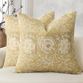 Vintage Floral Print Throw Pillow Covers 22x22 Set of 2 Neutral Modern Farmhouse Pillowcases Accent Decorative Cushion Covers Boho Home Decor for Couch Sofa Chair Bed Living Room, Yellow