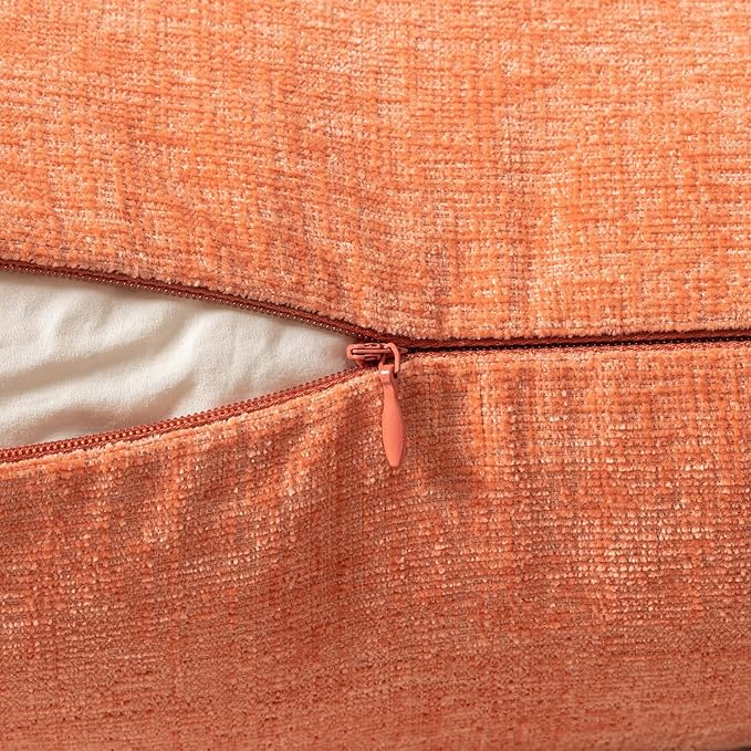 MIULEE Pack of 2 Couch Throw Pillow Covers 20x20 Inch Soft Coral Red Chenille Pillow Covers for Sofa Living Room Spring Home Decor Couch Solid Dyed Cases