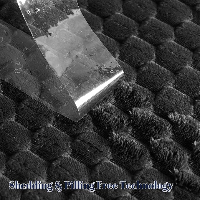 PHF Ultra Soft Flannel Fleece Throw Blanket, Lightweight 3D Jacquard Fleece Blanket, No Shedding, No Pilling, Luxury 340GSM Aesthetic Fluffy Cozy Throws for Couch Room Decor, 50"x60", Dark Grey