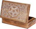 Ajuny Handmade Wooden Decorative Storage Box Star Floral Pattern Multipurpose Keepsake Treasure Chest Box for Memory Cards, Watches, Jewlery and Small Accessories Gift for Men and Women - 8X5 Inch