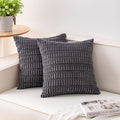 Aegero Pack of 2 Corduroy Decorative Throw Pillow Covers 24x24 InchSoft Striped Pillow Covers Modern Farmhouse Home Decor for Sofa Living Room Couch Bed（Dark Grey）