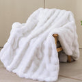 Cozy Fluffy Plush Faux Fur Blanket White 50x60 Inch Super Soft Fuzzy Thick Throw Blanket for Sofa Couch Bed