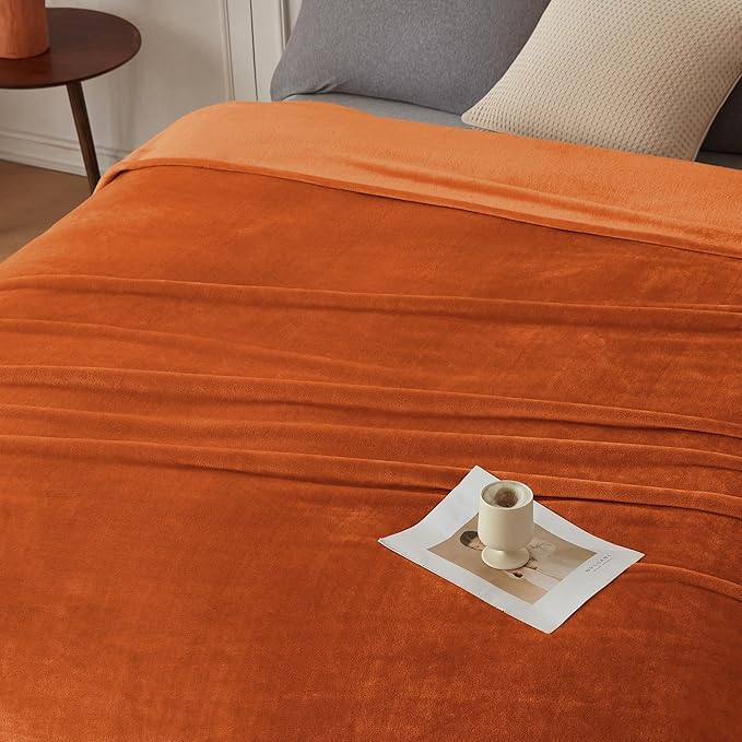 COOVA Oversized King Fleece Blanket 120x138 inches, Soft Cozy Warm Giant Extra Large 10'x11.5' Blanket for Bed, Sofa, Couch,Travel, Camping, California Huge Flannel Big Throw Blanket, Orange