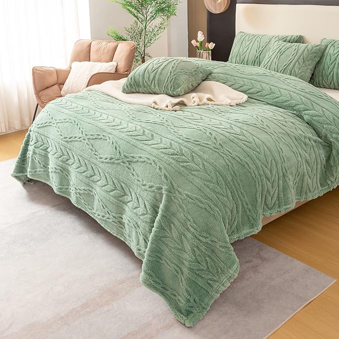 YUSOKI Twin XL Blanket Single Layer,Weight(3.1lb),370GMS-3D Stylish Design for Gift Home Decor (Sage Green,65"x90")
