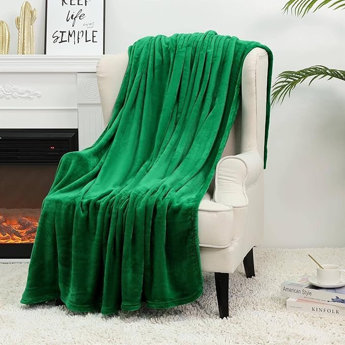 NANPIPER Fleece Blankets Super Soft Flannel Queen Size Blanket for Bed Luxury Cozy Microfiber Plush Fuzzy Blanket,Emerald Green