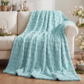 Horaldaily Easter Solid Blanket Throw, Blue Rabbits Soft Fuzzy Plush Faux Fur Cozy Blankets for Couch Sofa Bed Lounging, Ideal Gifts for Kids Adults Wife Self, 60x80