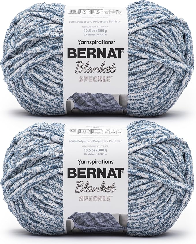 Bernat Blanket Speckle Squall Yarn - 2 Pack of 10.5oz/300g - Polyester - #6 Super Bulky - 220 Yards - Knitting & Crochet