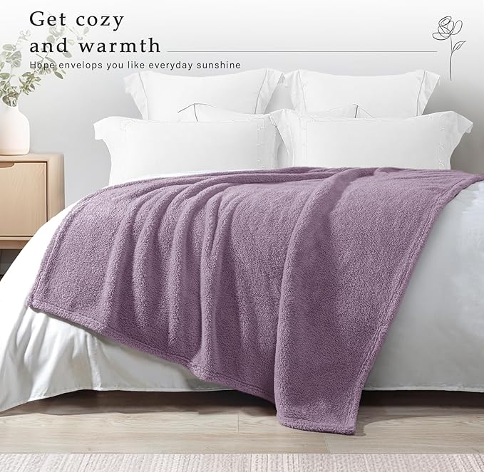 Exclusivo Mezcla Soft Fleece Throw Blanket for Couch, Super Soft Velvet Plush Fleece Blankets, Fuzzy Cozy and Warm for Winter, 50x60 Inches, Grayish Purple