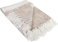 DII Mid-Century Modern Slub Stripe Woven Throw, Taupe, 50x60