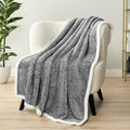 Premium Sherpa Melange Throw Blanket for Twin Bed, Couch, Sofa by Pavilia | Soft, Fluffy, Plush, Warm, Cozy | Charcoal Gray Lightweight Microfiber, Modern Luxury Reversible TV Blanket | 60 x 80 Inches