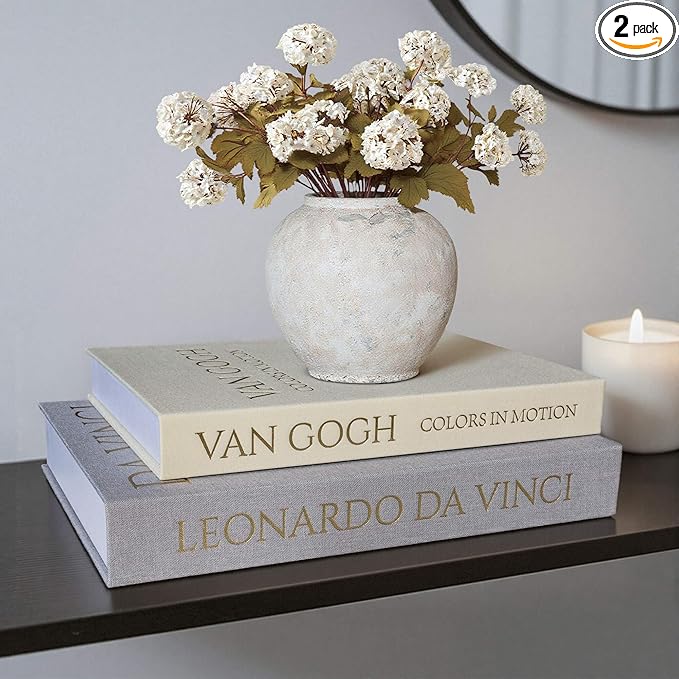 Decorative Linen Book Set of 2, Faux Book Storage Box, Coffee Table and Bookshelf Decor