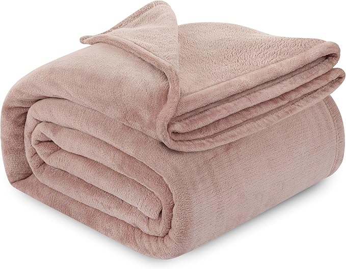 Utopia Bedding Rose Pink Fleece Blanket California King Size Lightweight Fuzzy Soft Anti-Static Microfiber Bed Blanket (102x96 Inch)