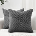 Topfinel Pack of 2 Decorative Throw Pillow Covers 18x18 Inch Soft Corduroy Boho Textured Striped Patchwork Pillow Covers Farmhouse Rustic Home Decor for Spring Sofa Living Room Couch Bed Darkgrey