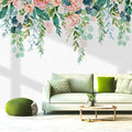 Watercolor Flowers Leaves Wall Decals Peel and Stick, Large Floral Flowers Wall Stickers, Removable Vine Home Decor Art for Bedroom Living Room Classroom Office