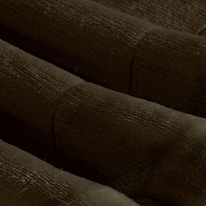 Elegant Comfort Ultra Soft Reversible Flannel Sherpa Blanket - Cozy Silky Fleece Throw for Couch, Bed - Plush Fuzzy Warm Winter Blanket for Gift, King, Brown