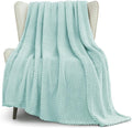 Whale Flotilla Extra Large Fuzzy Fleece Throw Blanket for Couch, 50x70 Inch Fluffy Warm Soft Jacquard Blankets for All Season, Lightweight and Cozy, Light Blue