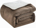 CHOSHOME Sherpa Fleece Blanket- Thick Warm Blanket for Winter, Soft Fuzzy Plush Blanket for Bed, Couch, Travel (Brown, Queen 90" x 90")