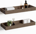 2 Pack 15.7 in Smoke Gray Floating Shelves for Wall, Wooden Wall Shelves for Bedroom Living Room Kitchen, Modern and Rustic Bathroom Shelves with Raised Lip, Floating Shelf for Storage Display