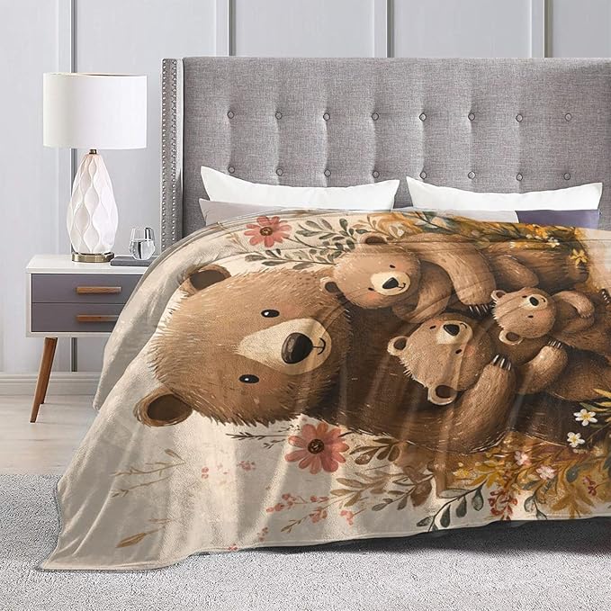 Bear Gifts: Warm Cozy Cute Bears Soft Lightweight Fleece Plush Fuzzy Blanket for Girls Women Kids Adults Bed Decor - 40"X50"