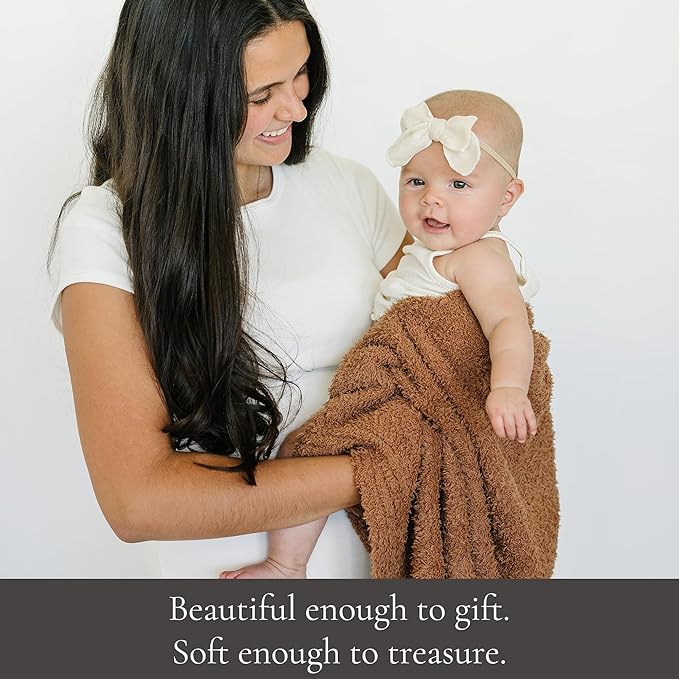 Saranoni Bamboni Luxury Baby Blanket | Cozy & Soft Plush Receiving Blankets | Perfect for Girls & Infant Baby Boy Blankets | Caramel - 30” x 40"