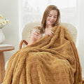 Cozy Bliss Ultrasoft Waffle Throw Blanket, Fluffy Cute Plush Blanket for Couch, Bed, Modern Home Accent, Portable for Picnic or Outdoor, Brown, 60"x80"