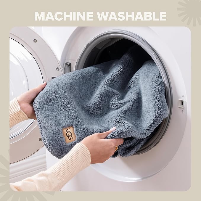 UGG Whitecap Fleece Throw Blanket, Plush Cozy Throw for Couch or Bed, Luxury Home Decor for Living Room, Ultra Soft Blankets, Machine Washable, 50-inch x 70-inch, Denim Blue