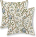 Blue Green Floral Bird Pillow Covers 22x22 Set of 2 Chinoiserie Throw Pillows Green Vintage Flowers Bird Decorative Pillow Cases Outdoor Chinoiserie Decor Farmhouse Cushion Case for Couch Sofa