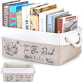 Book Lovers Gifts for Women Men – TBR Book Storage Basket with Pocket, Book Basket for Couch & Bedside, Reading Accessories, Book Club Gifts for Teacher Librarian, Decor for Living Room