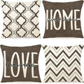 YCOLL Farmhouse Pillow Covers 18x18 Set of 4 Throw Pillow Covers Rustic Linen Decorative Pillows Square Cushion Covers for Couch Sofa Bedroom Home Decor