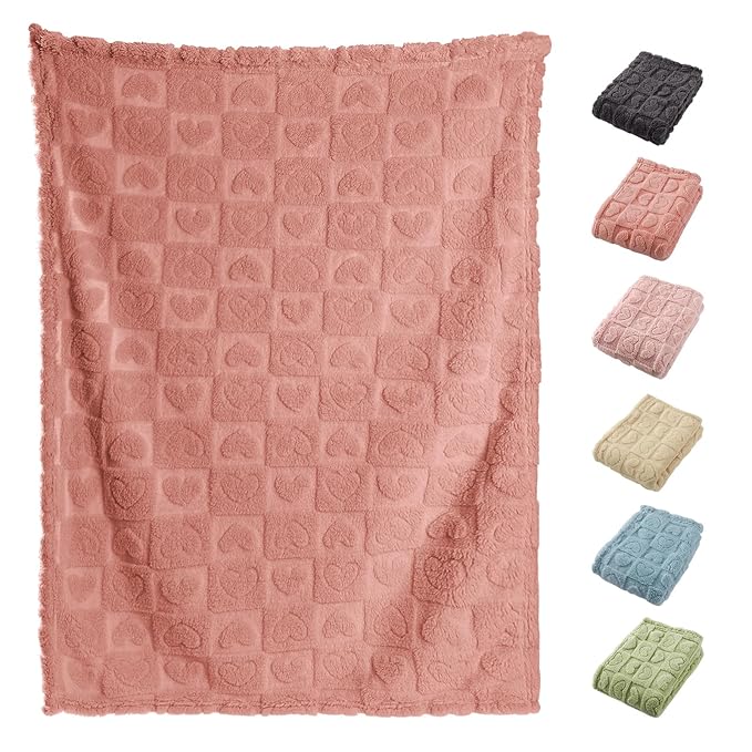 4 Pcs Baby Blankets,Fleece Checkered Blanket, Fluffy Small Crib Blankets for Girls, Toddler Receiving Blankets 30×40 Sakura Pink