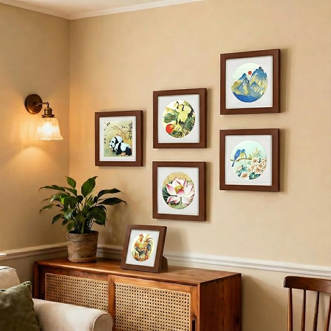 Newscz Framed Wall Art 8.3x8.3 Inch Modern Home Decor for Living Room Bedroom Wall Decor Above Bed & Office Aesthetic Gallery Wall Frame Set Farmhouse & Art Deco Decor Dining Room Kitchen Wall Decor (H-C03)