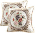 SZHELEJIAM Pillow Cover18x18, Set of 2,Embroidered Jacquard Throw Pillow Covers,Vintage Floral Decorative Cushion Covers for Sofa, Bed,Lounger Greywhite