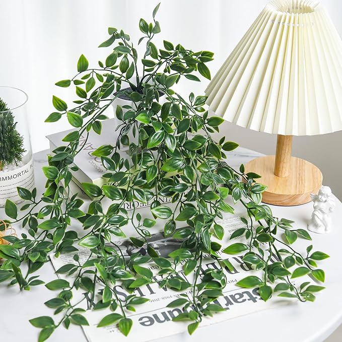 Der Rose 4 Pack Fake Plants Hanging Faux Potted Ivy Vine Artificial Mandala Plants for Room Bathroom Wall Shelf Decor Indoor