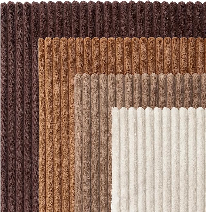 EMEMA Brown Decorative Throw Pillow Covers for Couch Bed Livingroom 18x18 Inch Set of 4 Boho Farmhouse Corduroy Striped Square Pillow Case,Western Modern Cushion Covers Home Decor