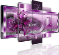 LUDUHU Purple Orchid Flowers Canvas Print - Abstract Floral Poster Wall Art Painting Decor for Home Decoration Artwork Picture Over Bedroom Purple Floral Painting(C,Oversize 60x30inch)