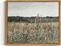 InSimSea Framed Canvas Wall Art Vintage Decor, Wildflower Field Canvas Wall Art Paintings Prints, Rustic Landscape Wall Decor for Bathroom Office Dining Room, 9"x11"