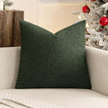 MIULEE Textured Boucle Throw Pillow Cover Dark Green Accent Solid Lumbar Pillow Case Decorative Soft Pack of 1 Couch Cushion Chair Sofa Bedroom Livingroom Home Decor,18x18 Inch