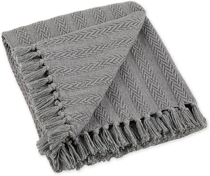 DII Industrial Tonal Textured Woven Throw 50x60, Cool Gray