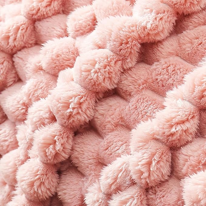 Whale Flotilla King Size Blanket for Bed with Jacquard Pattern, Fuzzy Soft Cozy Exquisite Blankets for All Season, Warm and Fluffy, 90x104 Inch, Pink
