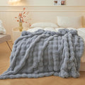 LIFEREVO Luxury Fluffy Faux Rabbit Fur Throw, Plush Fuzzy Bubble Blanket for Couch Sofa, Soft Cute Furry Bed Blanket Home Decoration, Shaggy Throw for Bedroom Living Room Office, 50x60, Light Grey