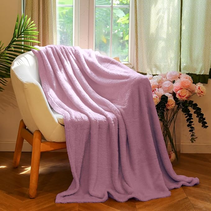 Plush Fleece Throw Blanket for Couch and Bed, Fluffy Fuzzy Cozy Lightweight Soft Blankets All Season Use (40x50 Inches,Lavender Purple)