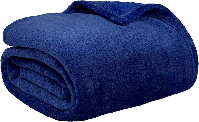 PAVILIA Blue Fleece Throw Blanket for Couch, Navy Super Soft Fuzzy Flannel Throw for Sofa, Luxury Plush Microfiber Blanket for Bed, Cozy Home Decorative Velvet Gift Blanket, 50x60