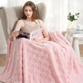 Zyrah Pink Fleece Twin for Couch Super Soft Twin Blanket 3D Checkered Design Lightweight Decorative Fuzzy Cozy Blankets for Sofa Chair Bed 60x80 Inches