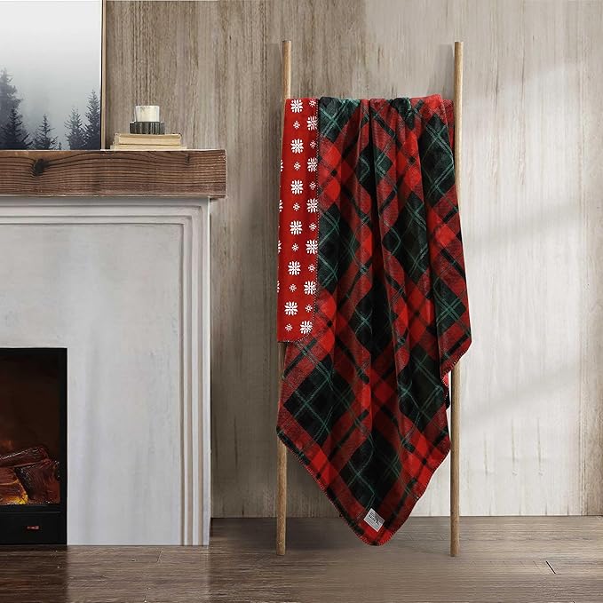 Eddie Bauer - Throw Blanket, Ultra-Soft & Reversible Plush Bedding, Throw Blanket for Couch & Bed (Trailhead Plaid Red, 60" x 70")