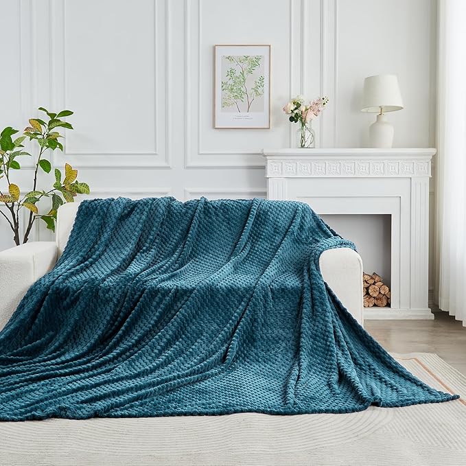 FY FIBER HOUSE Oversized King Blanket 120" x120" Seamless Extra Large Bed Blanket 10' x 10' Super Soft Plush Fuzzy Huge Blankets for Couch Office Sofa, Storm Blue